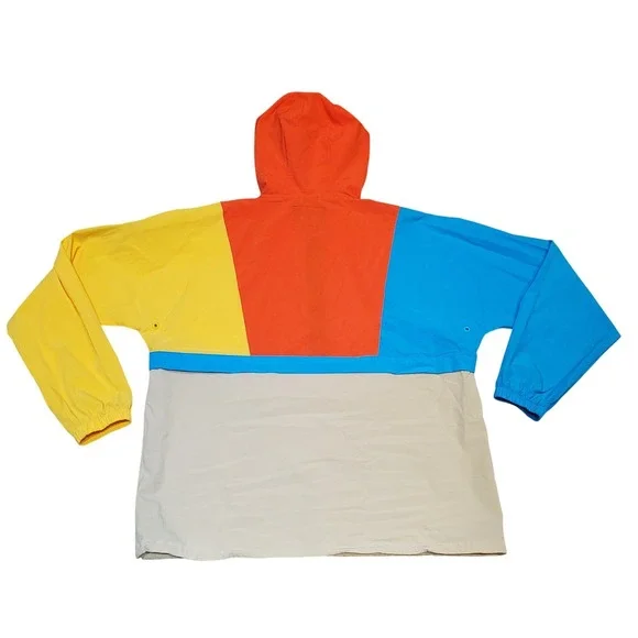 Teddy Fresh Colorblock Pullover Windbreaker Jacket Size S Anorak Hooded 1/2 Zip - Picture 2 of 13